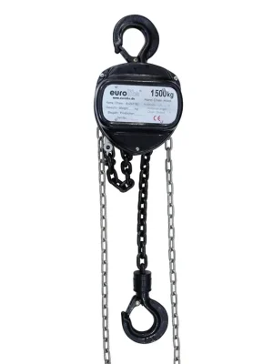 Zlevněný Eurolite řetězový zdvihák 10m/1500kg, černý