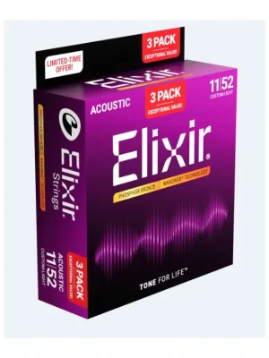 ELIXIR Nanoweb Phosphor Bronze Custom Light 3-Pack Super Cena