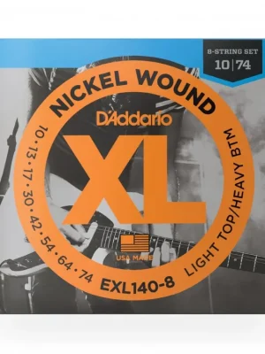 D'Addario EXL140-8 8-String Nickel Wound Electric Guitar Strings, Light Top/Heavy Bottom, 10-74 Doprava Zdarma