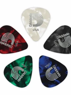 Vysoce Kvalitní D'Addario Assorted Pearl Celluloid Guitar Picks, 10 pack, Medium