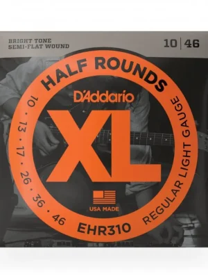 Nová Kolekce D'Addario EHR310 Half Round Electric Guitar Strings, Regular Light, 10-46