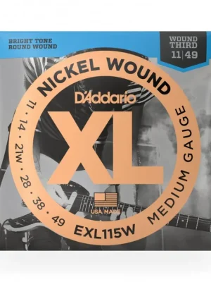 D'Addario EXL115w Nickel Wound Electric Guitar Strings, Medium/Blues-Jazz Rock, Wound 3rd, 11-49 Kup Teď