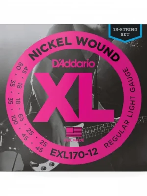 D'Addario EXL170-12 Nickel Wound Bass Guitar Strings, Light, 18-45 Víkendová Akce