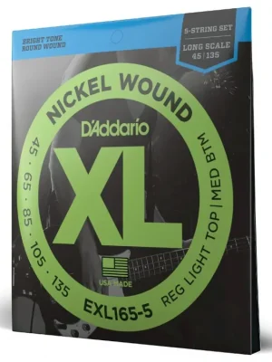 Struny na pětistrunnou basovou kytaru D'ADDARIO EXL165-5 Výprodej