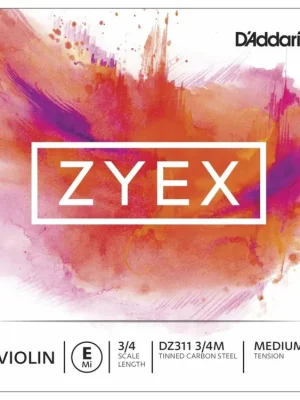Omezená Nabídka D'Addario Zyex Violin Single E String, 3/4 Scale, Medium Tension