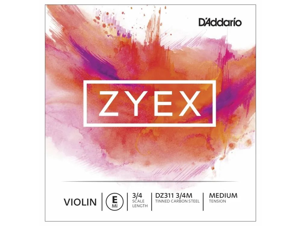 Omezená Nabídka D'Addario Zyex Violin Single E String, 3/4 Scale, Medium Tension