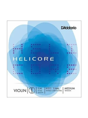 Super Cena D'Addario Helicore Violin Single E String, 1/4 Scale, Medium Tension