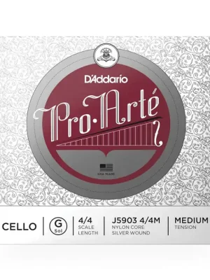 D'Addario Pro-Arte Cello Single G String, 4/4 Scale, Medium Tension Autentický
