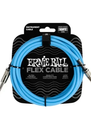 6412 Ernie Ball Flex Instrument Cable Straight/Straight 10ft - Blue - nástrojový kabel - 3m Jen Po Omezenou Doba