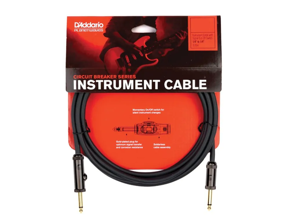 Novinka D'Addario Circuit Breaker Momentary Mute Instrument Cable, 30 feet