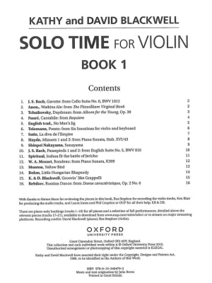 Značkový Solo Time for Violin 1 (grade 3-4) / housle a klavír - 16 přednesových skladeb