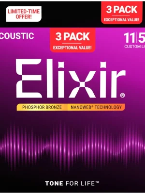 ELIXIR 16568 Nanoweb Phosphor Bronze Custom Light (11-52) 3-pack Hit Sezóny