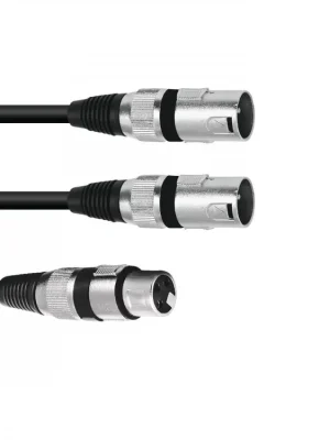 Hit Sezóny OMNITRONIC adaptérový kabel XLR(F)/2xXLR(M) 1,5m bk