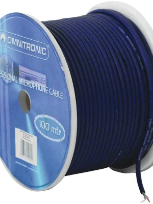 Autentický Omnitronic mikrofonní kabel, 2x0,22 mm, stíněný, modrý, 100 m cívka