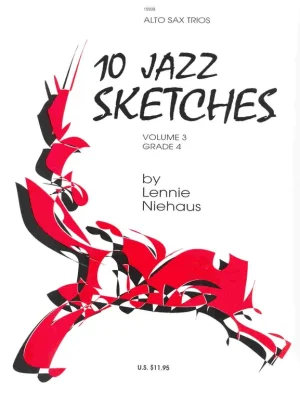 Nízká Cena 10 JAZZ SKETCHES 3 (červený sešit) by Lennie Niehaus - alto sax trios