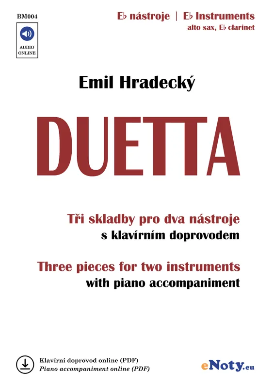 DUETTA - Emil Hradecký + Audio Online / Eb hlas - skladby pro dva nástroje stejného ladění a klavír (PDF) Akční Cena