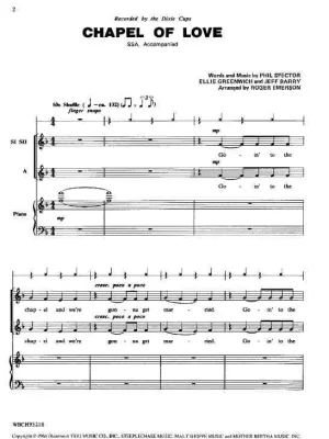 Horká Nabídka CHAPEL OF LOVE / SSA + piano/chords