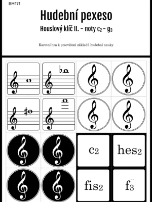 Must-Have Hudební pexeso - Houslový klíč 2 - 72 kartiček pro zábavnou výuku hudební nauky - noty c2 - g3