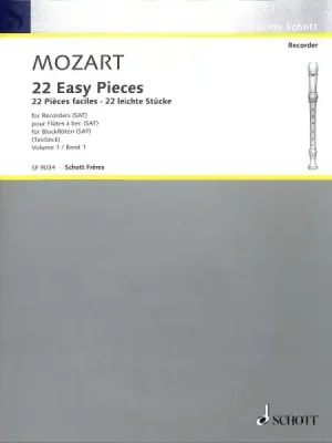 22 Easy Pieces Vol. 1 noty pro 2-4 zobcové flétny - Wolfgang Amadeus Mozart Tovární Cena