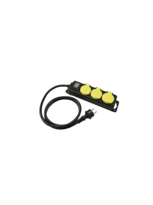 Značkový Eurolite napájecí rozvaděč s vypínačem, 3 zásuvky, IP44, černý, 3 m