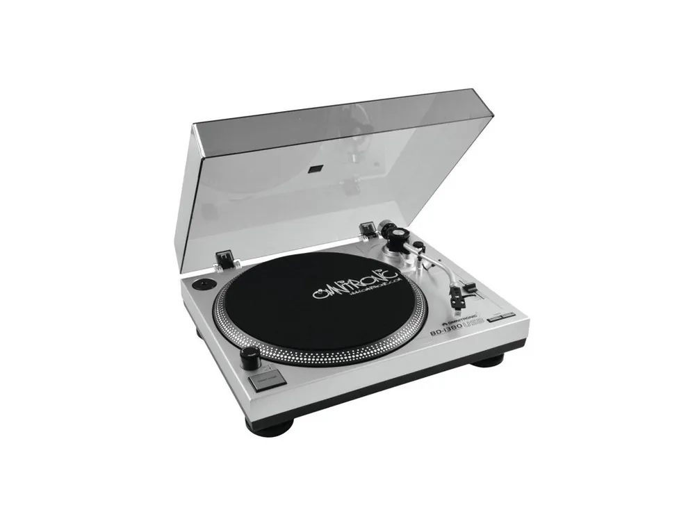 Akční Nabídka Omnitronic BD-1380 USB, gramofon s řemínkovým pohonem, stříbrný