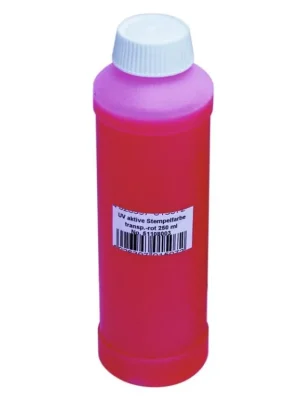 Novinka Eurolite UV aktivní razítkovací barva, transparentní červená, 250ml
